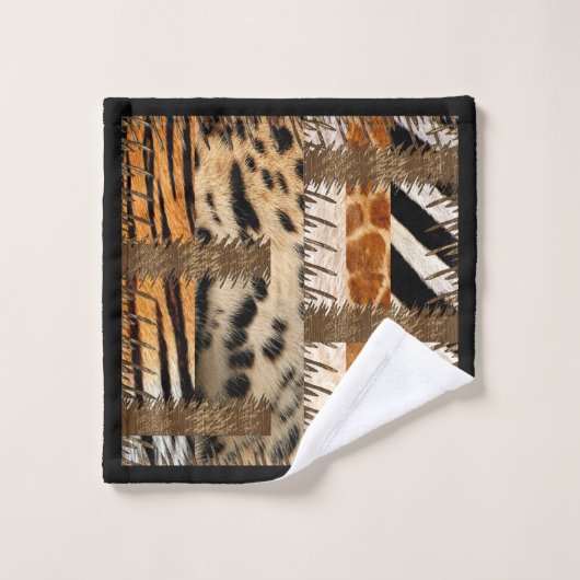 "Patchwork Safari Chic" Bad Handdoek (Wasdoekje)