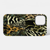 Patchwork Safari: Watercolor Dierprint. iPhone Hoesje (Achterkant horizontaal)