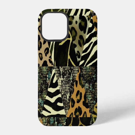 Patchwork Safari: Watercolor Dierprint. iPhone Hoesje (Achterkant)