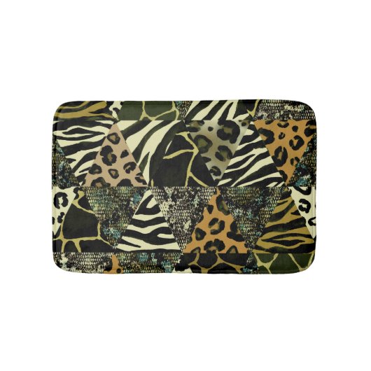 Patchwork Safari: Waterverf Dierenprint. Badmat (Voorkant)