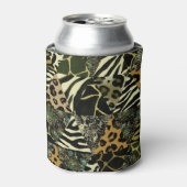 Patchwork Safari: Waterverf Dierenprint. Blikjeskoeler (Blikje Voorkant)