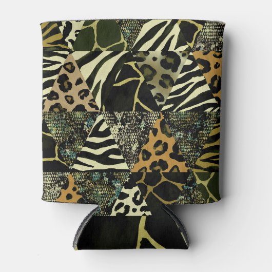 Patchwork Safari: Waterverf Dierenprint. Blikjeskoeler (Voorkant)