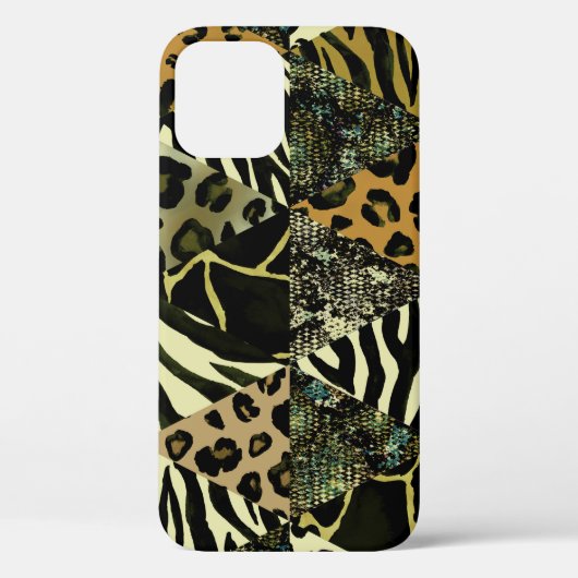 Patchwork Safari: Waterverf Dierenprint. Case-Mate iPhone Case (Achterkant)