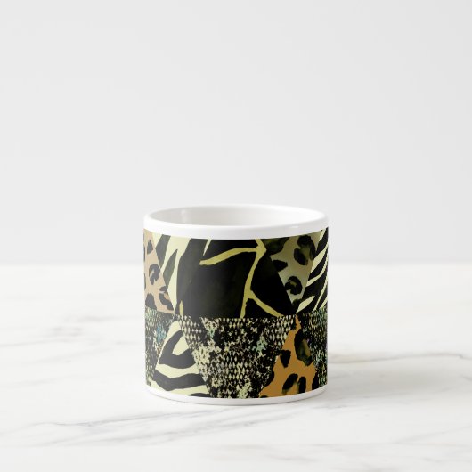Patchwork Safari: Waterverf Dierenprint. Espresso Kop (Voorkant)