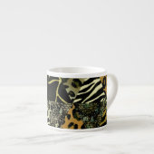 Patchwork Safari: Waterverf Dierenprint. Espresso Kop (Voorkant rechts)