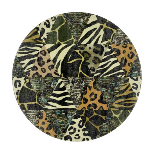 Patchwork Safari: Waterverf Dierenprint. Snijplank (Voorkant)