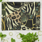 Patchwork Safari: Waterverf Dierenprint. Theedoek (Gevouwen)