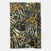 Patchwork Safari: Waterverf Dierenprint. Theedoek (Verticaal)