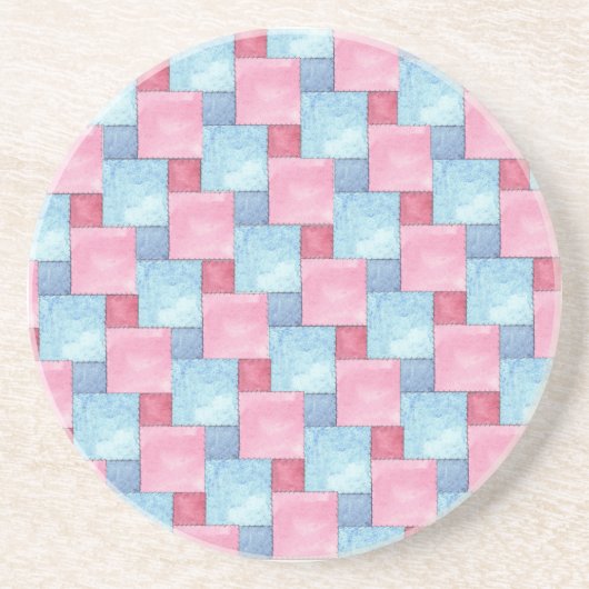 Patchwork Sandstone Onderzetter, Pinks, Blues Zandsteen Onderzetter (Voorkant)