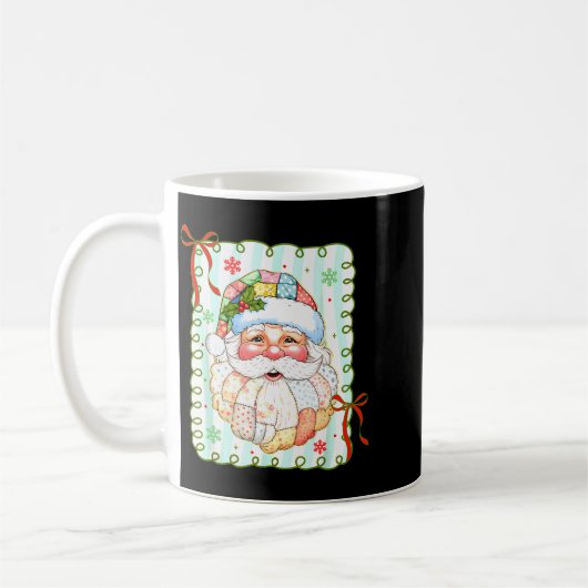 Patchwork Santa Claus Face Coquette Merry Christma Koffiemok (Links)