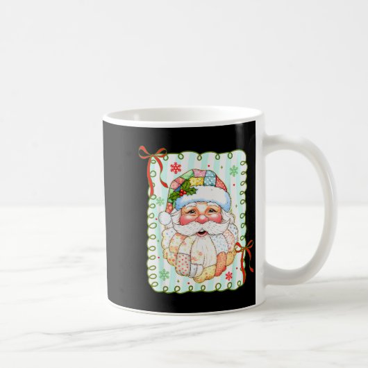 Patchwork Santa Claus Face Coquette Merry Christma Koffiemok (Rechts)