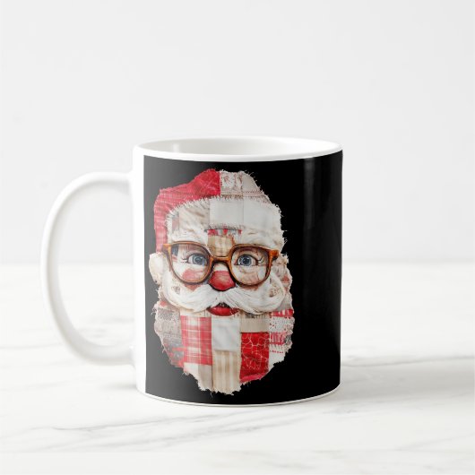 Patchwork Santa Claus Face Preppy Girly Christmas Koffiemok (Links)