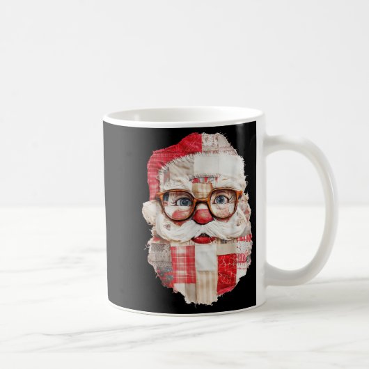 Patchwork Santa Claus Face Preppy Girly Christmas Koffiemok (Rechts)