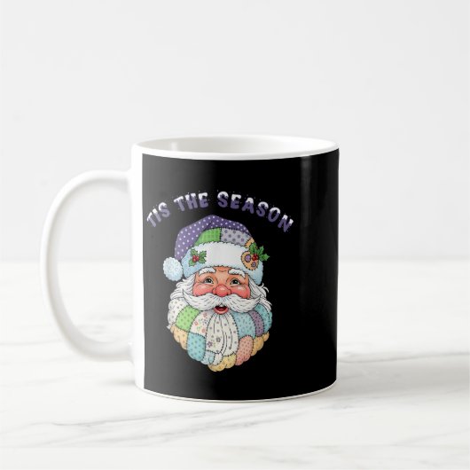 Patchwork Santa Claus Face Preppy Girly Christmas Koffiemok (Links)