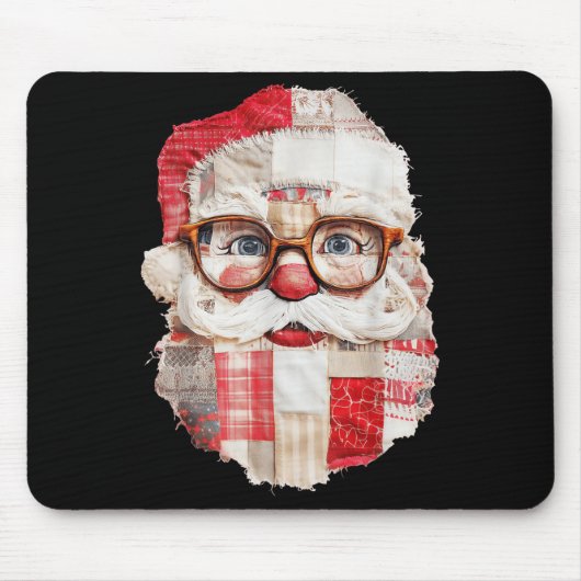 Patchwork Santa Claus Face Preppy Girly Christmas  Muismat (Voorkant)