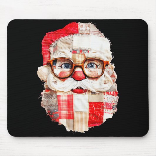 Patchwork Santa Claus Face Preppy Girly Christmas  Muismat (Voorkant)