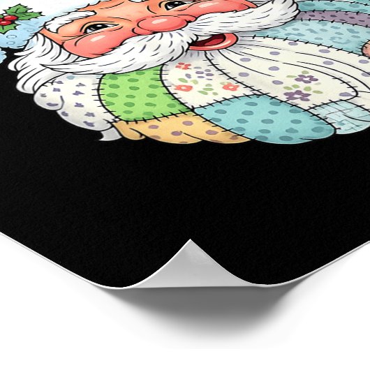 Patchwork Santa Claus Face Preppy Girly Christmas Poster (Hoek)