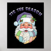 Patchwork Santa Claus Face Preppy Girly Christmas Poster (Voorkant)