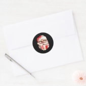 Patchwork Santa Claus Face Preppy Girly Christmas Ronde Sticker (Envelop)