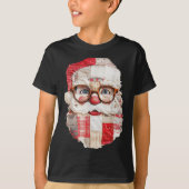 Patchwork Santa Claus Face Preppy Girly Christmas  T-shirt (Voorkant)