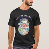 Patchwork Santa Claus Face Preppy Girly Christmas T-shirt (Voorkant)