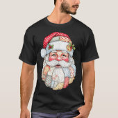 Patchwork Santa Claus Face Preppy Girly Christmas  T-shirt (Voorkant)
