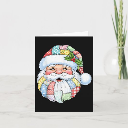 Patchwork Santa Claus Retro Christmas Funny Mannen Kaart (Voorkant)
