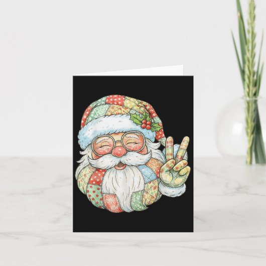 Patchwork Santa Claus Retro Christmas Funny Mannen Kaart (Voorkant)