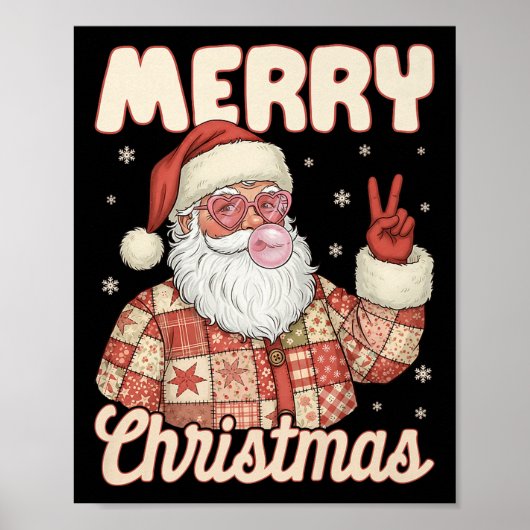 Patchwork Santa Claus Xmas Merry Christmas Men Wom Poster (Voorkant)