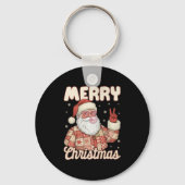 Patchwork Santa Claus Xmas Merry Christmas Men Wom Sleutelhanger (Voorkant)