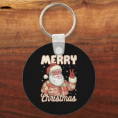 Patchwork Santa Claus Xmas Merry Christmas Men Wom Sleutelhanger (Voorkant)