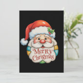 Patchwork Santa Merry Christmas Preppy Kerstmis Feestdagenkaart (Staand voorkant)