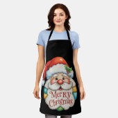 Patchwork Santa Merry Christmas Preppy Kerstmis Schort (Gedragen)