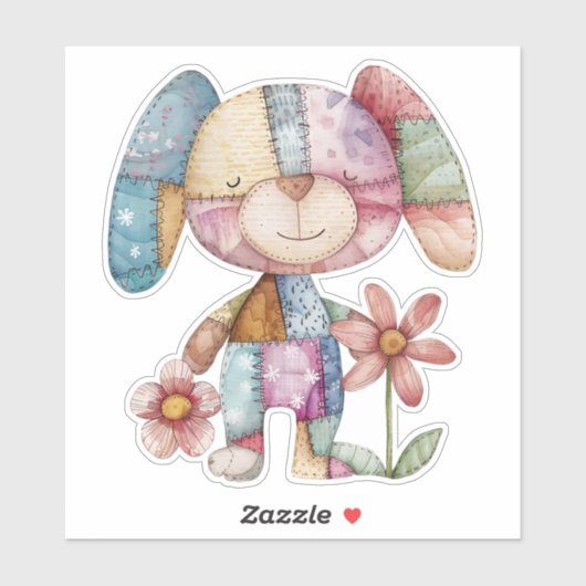 Patchwork Schattige Dog Sticker (Vel)