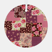 Patchwork Schattige naadloos patroon Glas Ornament (Achterkant)