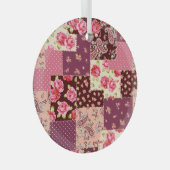 Patchwork Schattige naadloos patroon Glas Ornament (Voorkant Rechts)