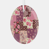 Patchwork Schattige naadloos patroon Glas Ornament (Voorkant links)