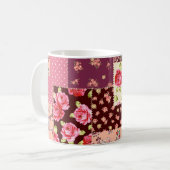 Patchwork Schattige naadloos patroon Koffiemok (Voorkant links)