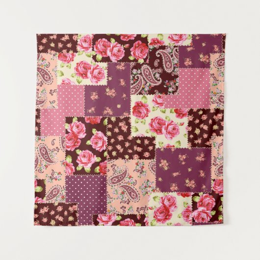 Patchwork Schattige naadloos patroon Wandkleed (Voorkant)