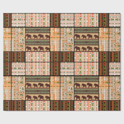 Patchwork seamless african ornamental pattern text cadeaupapier (Vlak)