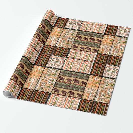 Patchwork seamless african ornamental pattern text cadeaupapier (Uitgerold)