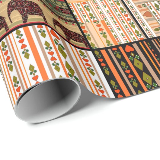 Patchwork seamless african ornamental pattern text cadeaupapier (Rol Hoek)