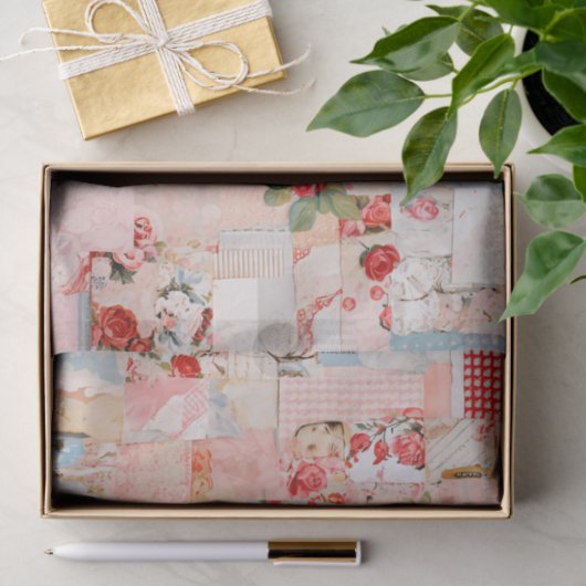 Patchwork Shabby Chic Tissue Paper Tissuepapier (Geschenk)