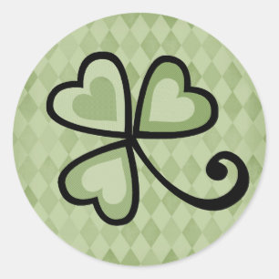 Patchwork Shamrock Hearts Ronde Sticker