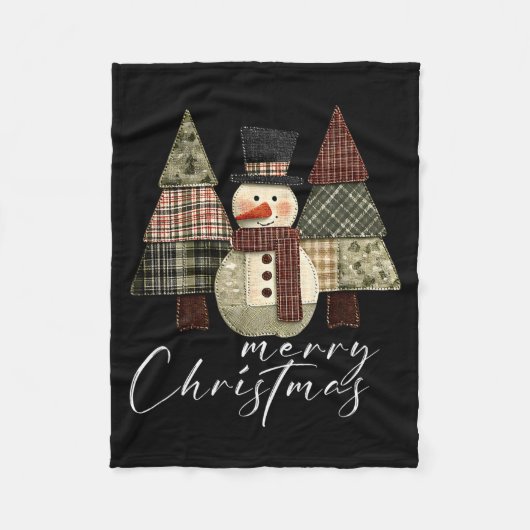 Patchwork Sneeuwman, patchwork Kerstboom Grappig G Fleece Deken (Voorkant)