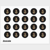 Patchwork Sneeuwman, Retro Grappig Kerstfeest Ronde Sticker (Vel)