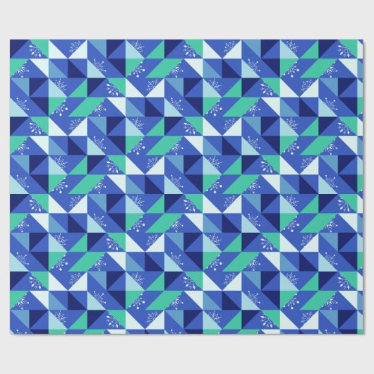 Patchwork sneeuwvlokken - Blauwe achtergrond Cadeaupapier (Vlak)
