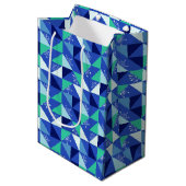 Patchwork sneeuwvlokken - Blauwe achtergrond - Gif Medium Cadeauzakje (Voorkant Gekanteld)
