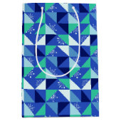 Patchwork sneeuwvlokken - Blauwe achtergrond - Gif Medium Cadeauzakje (Voorkant)