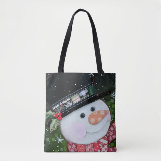 Patchwork Snowman Canvas tas (Voorkant)